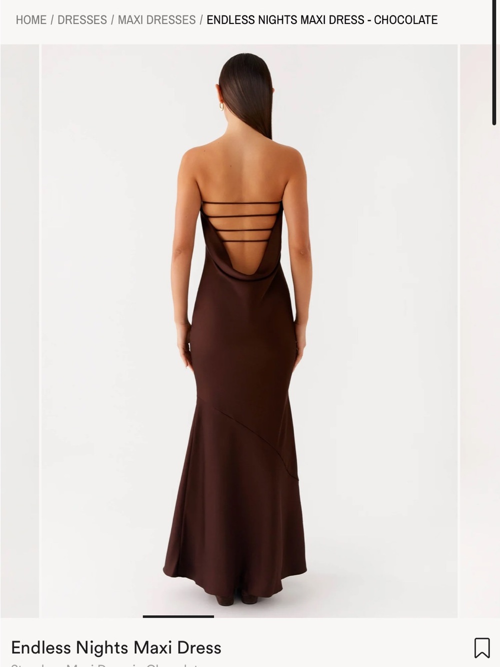 Peppermayo Chocolate Brown Strapless Maxi Dress - Picture 2 of 3